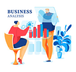 Online business, internet idea, creative people, Isolated on white, businessman, design, flat style vector illustration. Freelance virtual worker, entrepreneur, work colleagues, background partnership