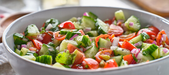 fresh israeli salad in bowl