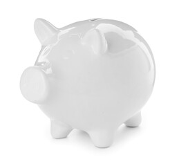 Piggy bank on white background