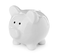 Piggy bank on white background