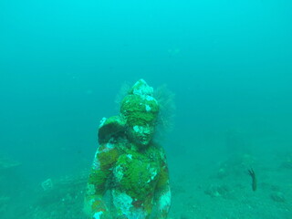 Statue, plongée sous marine à Bali, Indonésie	