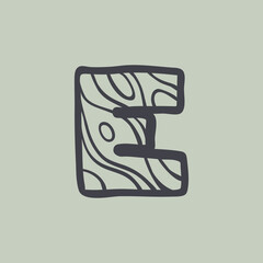 Letter E logo with waves line pattern.