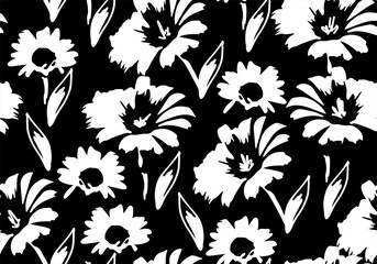 vector seamless floral pattern with  daisy flowers