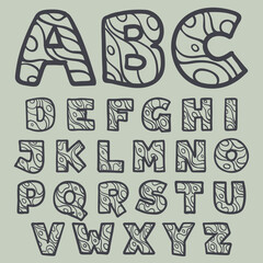 Alphabet with waves line pattern.