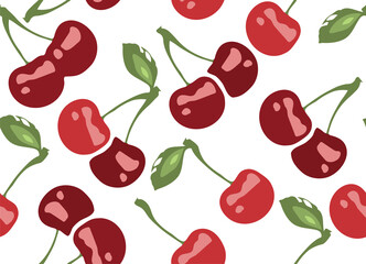 vector seamless pattern with cherry berries