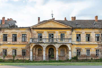 Vlajkovac, Serbia - June 04, 2020: Bissingen-Nipenburg Castle in Vlajkovac, Serbia. It was erected in 1859 and is a cultural monument of great importance. Abandoned castle