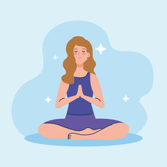 woman meditating, concept for yoga, meditation, relax, healthy lifestyle vector illustration design