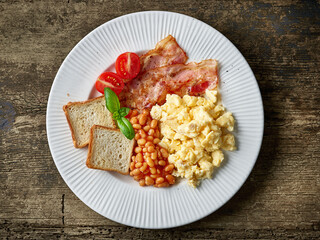 breakfast plate on wooden table