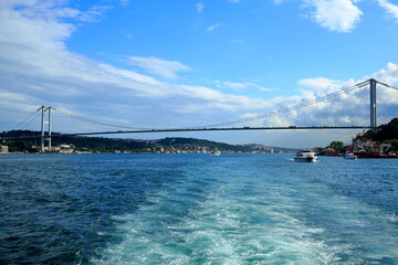 Bosphorus Bridge, Istanbul. A view of Istanbul Bosphorus in clear weather. Turkey