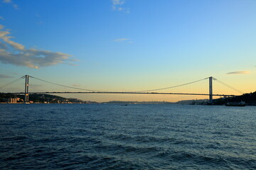 Bosphorus Bridge, Istanbul. A view of Istanbul Bosphorus at sunset. Turkey