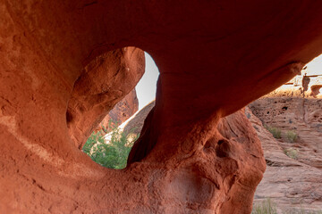 Window in the red rocks of Nevada's Valley of Fire