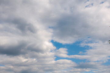 Fototapeta na wymiar White clouds on a blue sky. Beautiful natural background.