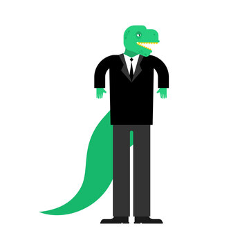 T-Rex Boss. Tyrannosaurus Businessman. Dinosaur In Suit