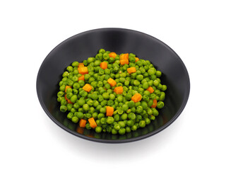 Cooked green peas isolated on white background