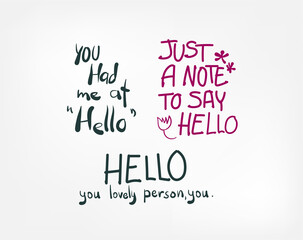 lettering greating cards set isolated set