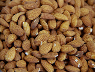 Fresh almond seeds in the stock