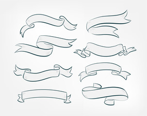 set ribbons vector design elements isolated decorative set