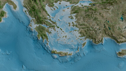 Aegean Sea tectonic plate - raster. Satellite
