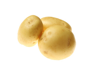 Fresh raw organic potatoes on white background