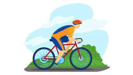 Male wheelman character tournament bicycle racing competition isolated on white, cartoon vector illustration. Man professional competition sport active, outdoor bike rider training.