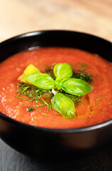 Traditional cold spanish tomato gazpacho soup.