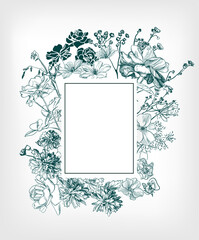 engraving flower background wedding card birthday frame
