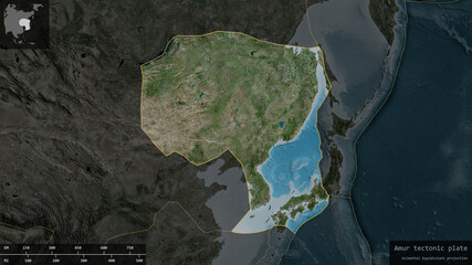 Amur tectonic plate - composition. Satellite