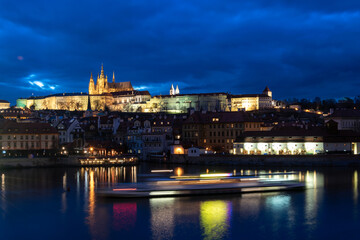 Fototapeta na wymiar Prague skyline panorama. Czech Republic castle night cityscape. Europe traditional old city for tourism