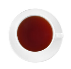Fresh black tea in cup isolated on white
