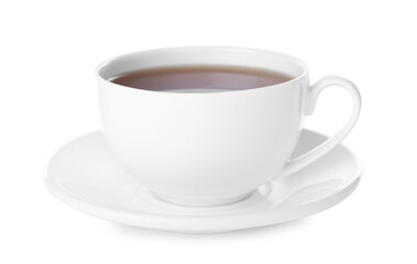Fresh black tea in cup isolated on white