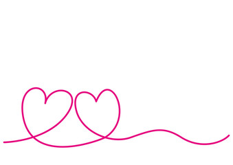 Vector shape of two connected hearts, ribbon