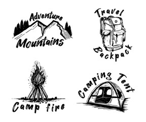 hand drawn adventure and travel logos