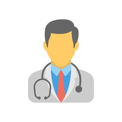 Doctor icon in flat design style. Medic, clinical worker sign. Hospital staff icon.