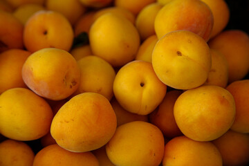 Fresh yellow abricots in the market