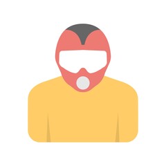 Motorcyclist icon in flat design style. Biker, bike rider sign for web, mobile or logo element.