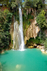 Fototapeta na wymiar Cascade de Sillans (also written as Sillans la cascade) is one of the most beautiful waterfalls in France