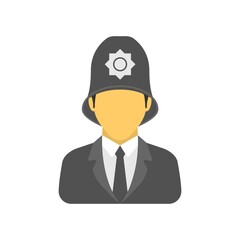 Policeman icon in flat design style. Police officer symbol. Law enforcement sign.