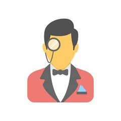 Jeweler icon in flat design style. Diamonds quality checker symbol.