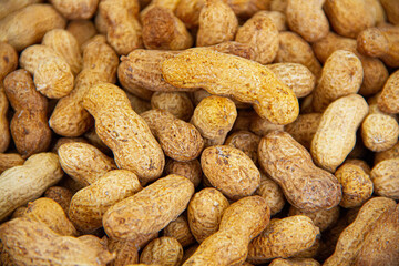 Peanuts in dry shells in the stock