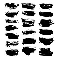Abstract strokes painted by black paint vector objects isolated on a white background