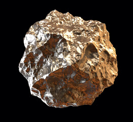 gold rock isolated background. 3d illustration