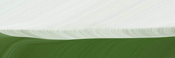 abstract and smooth landscape orientation graphic with waves. modern soft curvy waves background design with light gray, dark olive green and dark sea green color