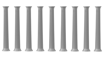 Classic Columns Isolated. 3D rendering
