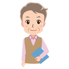 Illustration of a grandfather holding a catalog