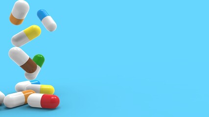 Pharmaceutical capsules background. 3d illustration
