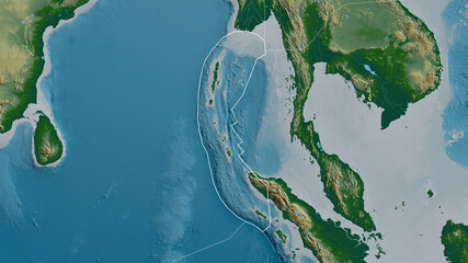 Burma tectonic plate - outlined. Physical