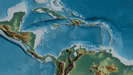 Caribbean tectonic plate - raster. Relief