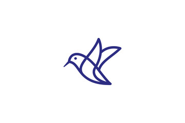 hummingbird logo design . simple line hummingbird design. vector illustration