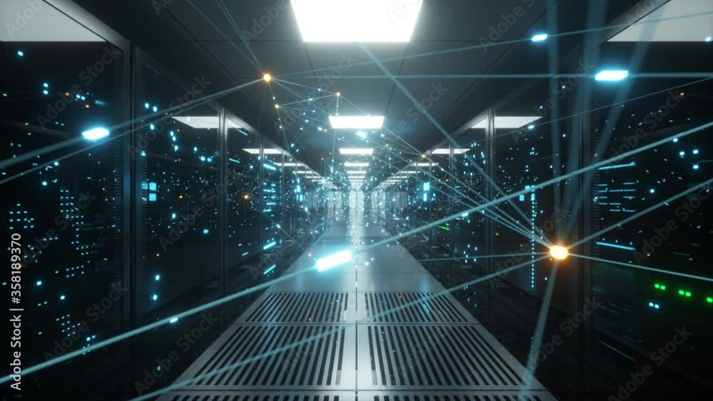 Canvas Prints digital information travels through fiber optic cables through the network and data servers behind g