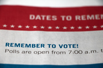 Voting Reminder text on paper